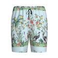 thumbnail image 4 of Naloa Chinoiserie Floral Palm Tree Men's Short Pajama Pants, Lounge Comfort Shorts with Elasticized Waistband and Side Pockets - Large, 4 of 9