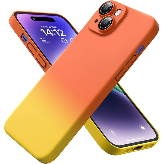 for iPhone 14 Case, New Designed Slim Phone Case,[10 FT Military Grade Drop Protection], with Lens Protector,Gradient,Orange yellow7-IP14-01