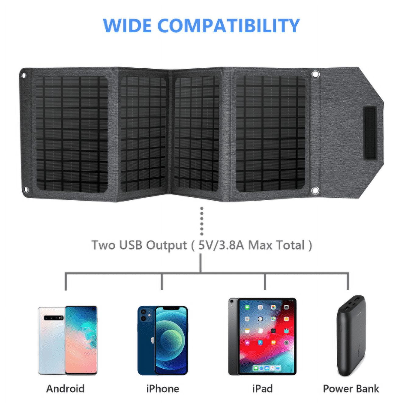 Foldable 24W Solar Panel Charger for Jackery Explorer/Flashfish/MARBERO/BALDR/Paxcess Portable Power Station Generator and USB Devices, QC3.0 USB Ports