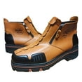 thumbnail image 3 of eczipvz Men Shoes European And American New Men's Short Boots Autumn And Winter Large Side Zipper Ankle Boots Long Leather Boots Men (Brown, 11), 3 of 4