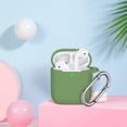 thumbnail image 3 of AirPods Case Cover , Soft Silicone Protective Cover with Keychain for Women Men Compatible with Apple AirPods 2nd 1st Generation Charging Case, Front LED Visible-Olive green, 3 of 5