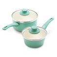 thumbnail image 3 of GreenLife Soft Grip Healthy Ceramic Nonstick, Saucepans with Lids, 1QT and 2QT, Turquoise, 3 of 4