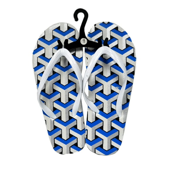 Womens Flip Flops Blue Pattern Size 7