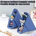 thumbnail image 4 of Roiihwy Standing Aesthetic Triangular Design Pencil Case Pouch, Portable Pen Bag Holder Wide with Drawer(Blue), 4 of 6
