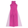 thumbnail image 5 of Yartina Kids Flower Girl Dressy Jumpsuits Wedding Party Girls Halter Sleeveless Wide Leg Rompers Hot Pink 10, 5 of 7