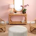 thumbnail image 5 of Jamie Young Co Thackeray Large Round Metal/Leather Hide Pouf in White, 5 of 5