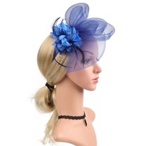 GZWYHT Headbands for Women,Hair Accessories Women's Elegant Hat Strap Flower Mesh Party Hat Hair Clip Headband Accessory Hair Bands,Hair Ties,Workout Headbands Blue