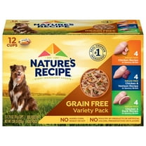 Nature’s Recipe Grain Free Wet Dog Food Variety Pack, 2.75 oz. Cup, 12 Count