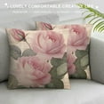 thumbnail image 3 of PIKWEEK  Decorative Romantic Rose Flower Pillow Cover Vintage Shabby Chic Peach Pink Rose Floral Cushion Cover Square Pillowcase for Sofa Bedroom Car, 3 of 5