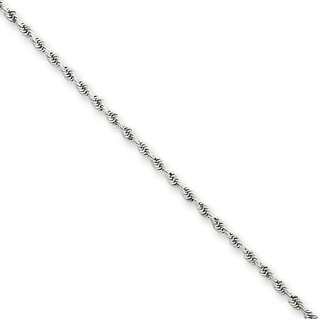 Diamonds 14k 16 Inch Chain - 1.5mm, 14k White Gold, Diamond Cut Rope Chain Necklace, 16 Inch