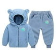 thumbnail image 2 of SYMOID Boys Fleece Tracksuit Set Blue Hoodie with Animal Ears & Jogger Pants for Kidss 2T-6T Soft Warm Winter Outfit,Size 7 T, 2 of 5