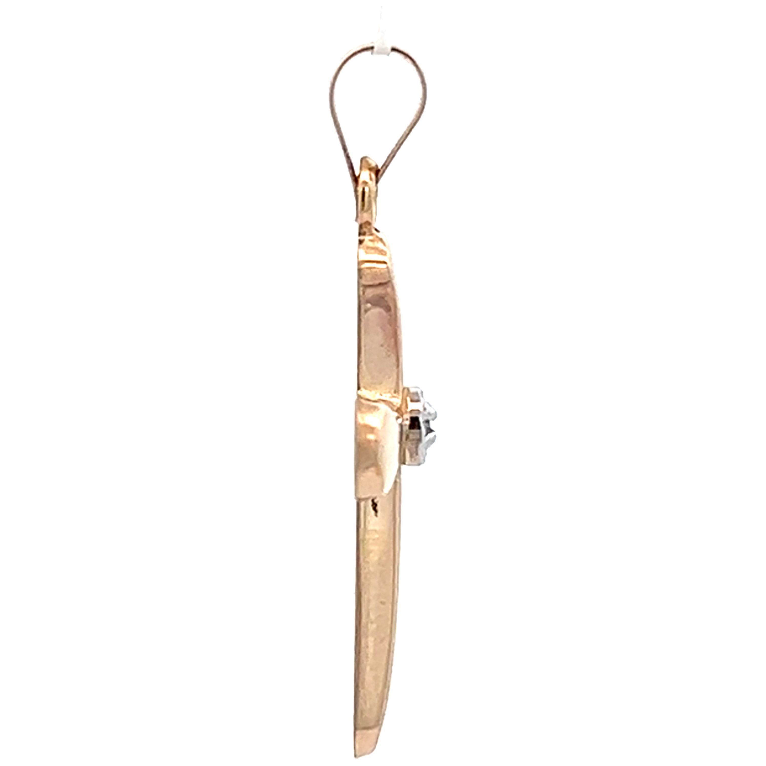 Brilliance Fine Jewelry 14 KT Yellow Gold Diamond Accent Cross Total Diamond Weight .01 count