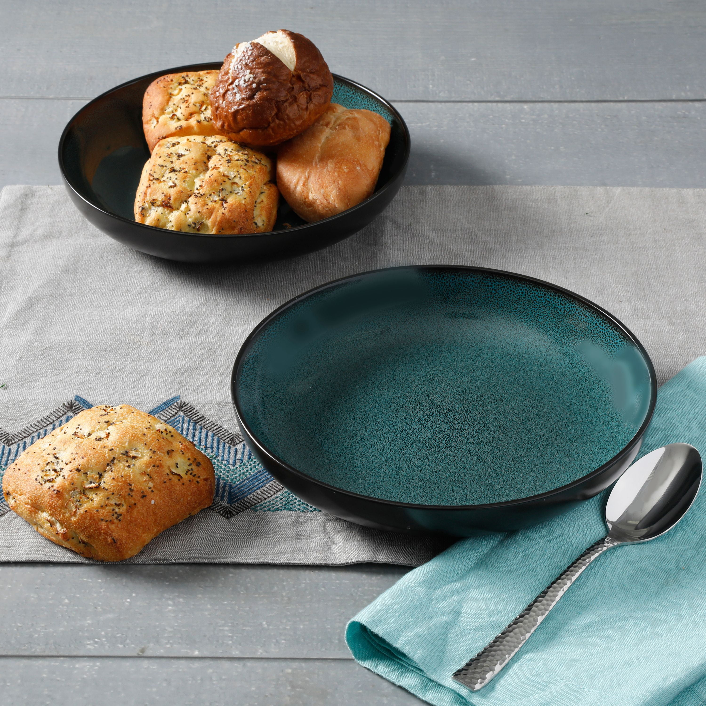 Gibson Home Soho Lounge Teal 8.86Inch Dinner Bowls, Set of 2