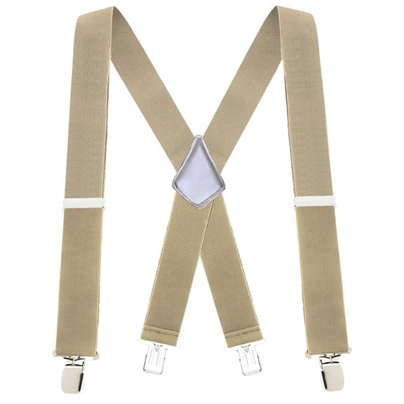 Fashion Mens Suspenders - 48" Elastic Adjustable Heavy Duty 2" Wide - X Back, Adjustable Straps with Secure Fit