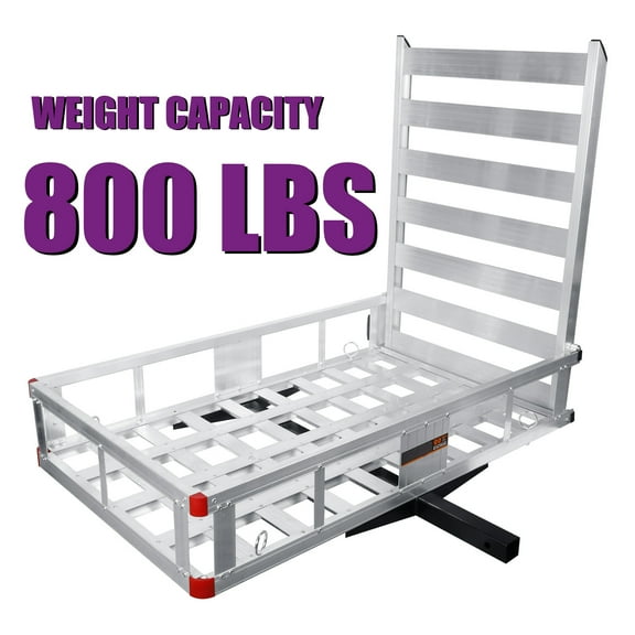 Trailer Hitch Cargo Carrier, Trailer Hanging Basket, Aluminum Alloy Mounted Trailer with Ramp, Aluminum Luggage Carrier Rack 50x29.5x9 inch, with Tie-down Points for Securing Cargo for SUV Truck