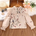 thumbnail image 4 of Yidarton 2022 girls spring and autumn new floral print shirt black skirt half skirt suit children's clothing Korean version of the shirt half skirt Pink 9Y, 4 of 11