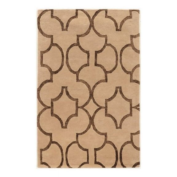 Bowery Hill 60''x 96'' Transitional Wool Hand Tufted Rug in Beige/Brown