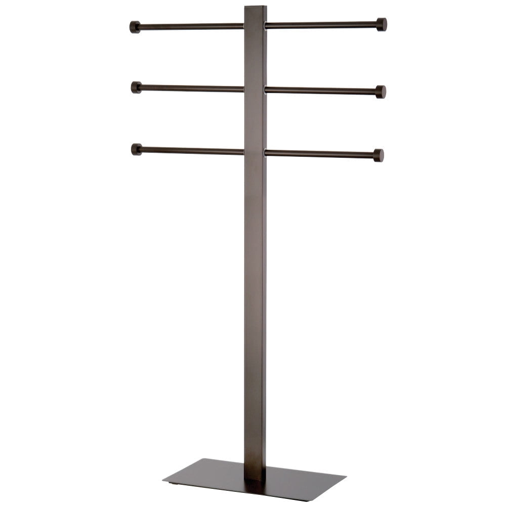 Kingston Brass Edenscape CCS6028 Freestanding Stainless Steel Towel Holder with Rectangular Base, Satin Nickel