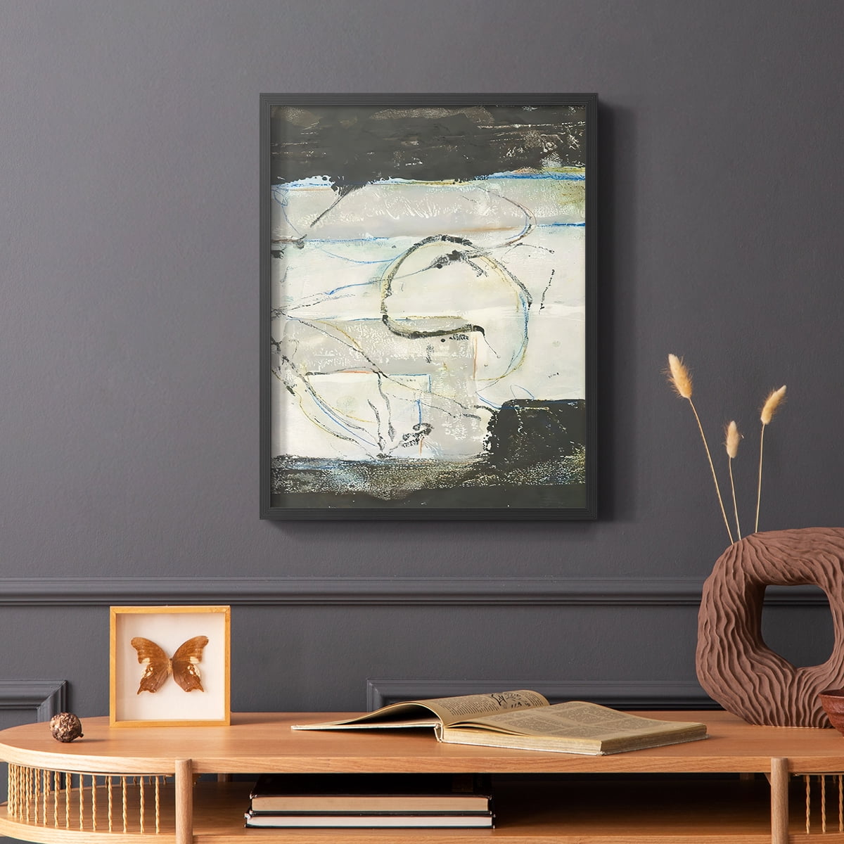 Continuing Energy I Framed Print in Black Solid Wood Framed Print No Nail Hanging