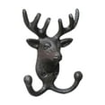 thumbnail image 2 of Perchero de pared de hierro fundido Macarena con forma de cabeza de ciervo con dos ganchos, 2 of 8