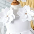 thumbnail image 5 of Thetops Newborn Baby Girl Cotton Dress - White 3 Months, 3D Flowers Tulle Sleeves Glitter Cuffs, A-Line Special Occasion Formal Flower Girl Outfit, 5 of 8