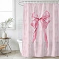 thumbnail image 6 of Pink Bow Shower Curtain Set - Extra Long 72" x 96" Washable Bathtub Curtain with 12 Hooks, Cute Watercolor Girls Cartoon Luxury Waterproof Fabric Stall Shower Curtains for Bathroom/Bathtub Décor, 6 of 6