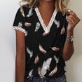 thumbnail image 1 of Blouses pour Femmes Mode Blouse d'Été pour Femmes à Col en V en Dentelle Patchwork à Manches Courtes Haut Décontracté Blouse Blouses d'Été pour Femmes en Liquidation, 1 of 5