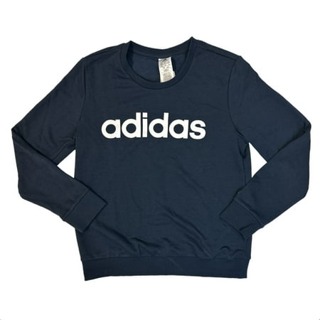 Adidas Women's Essentials Logo Long Sleeve Ribbed Crewneck Sweatshirt (Navy, XL)