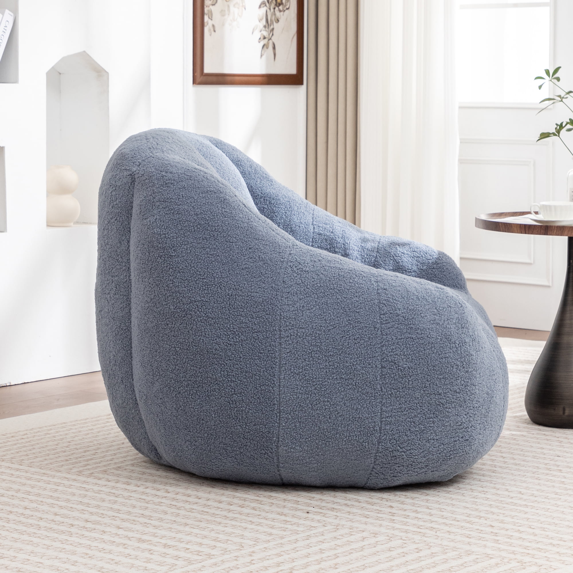 Jopath Bean Bag Chair for Adults and Kids,Oversized Bean Bag Sofa with Tufted Soft Stuffed Filling and High-Density Foam,Lazy Sofa Floor Sofa for Living Room Bedroom,Light Blue