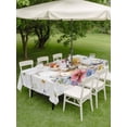 thumbnail image 3 of Outdoor Tablecloth with Umbrella Hole and Zipper, Bunny Easter Rectangle Table Cloth 54x80 Inch Waterproof Tablecloth, Spring Floral Pastoral Wooden Picnic Table Cover for Patio Camping, 3 of 7