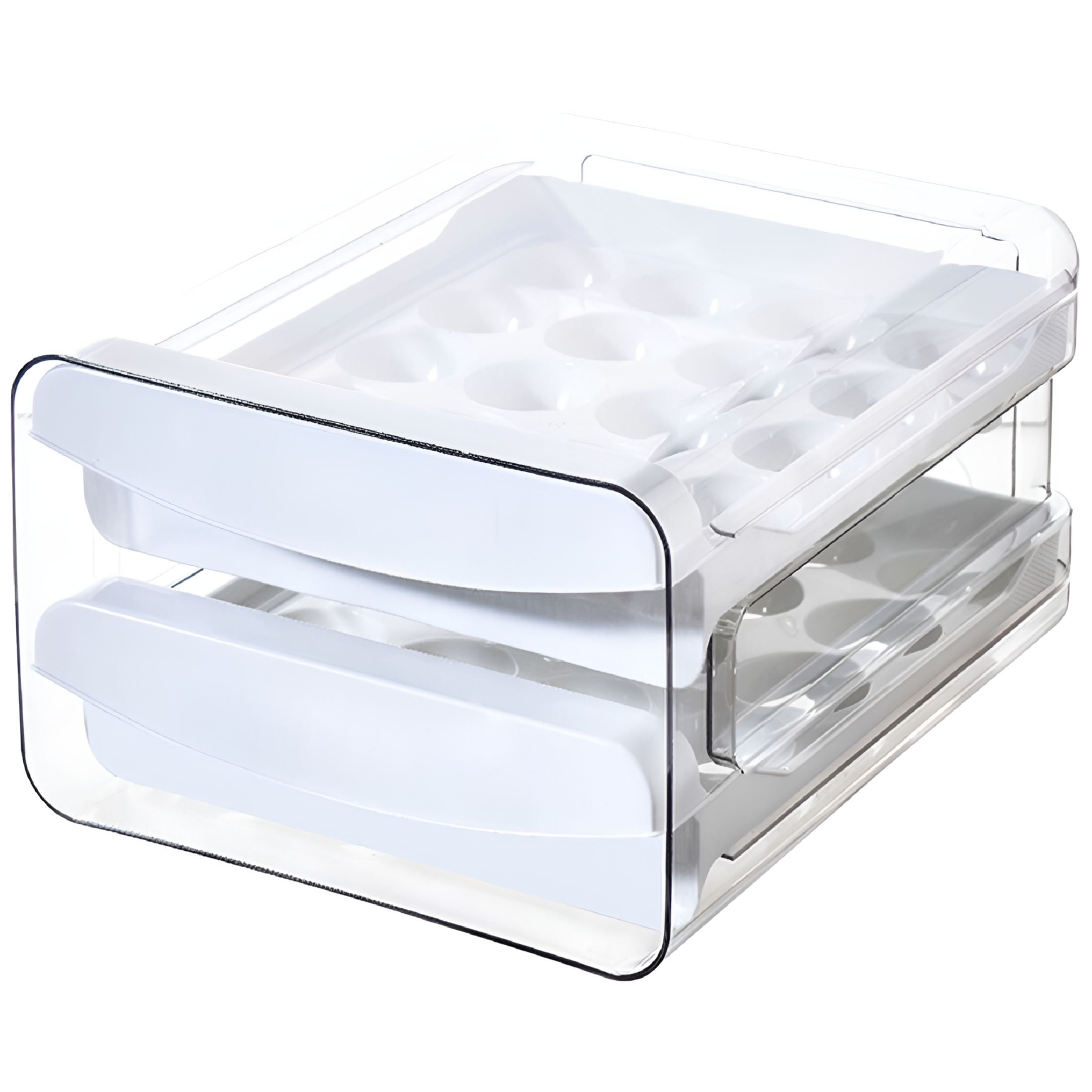 ACDANC 2026 New Egg Storage Holder for Refrigerator,40 Grid Transparent Double Layer Egg Storage Box,Household Keeping Egg Fresh Organizer Tray for Kitchen Fridge
