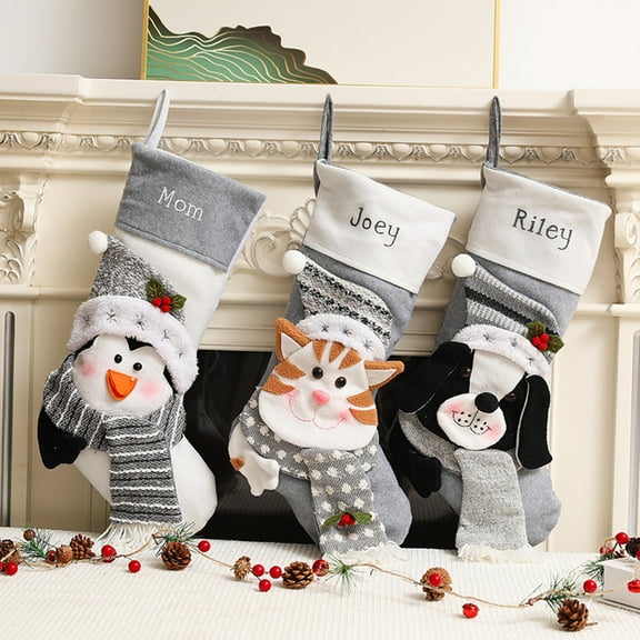 Gcvizuso Christmas Stockings, Clearance Christmas Decor, Christmas Gift Snowman Dog Penguin Bags Christmas Decorations Ornaments Candy Bag