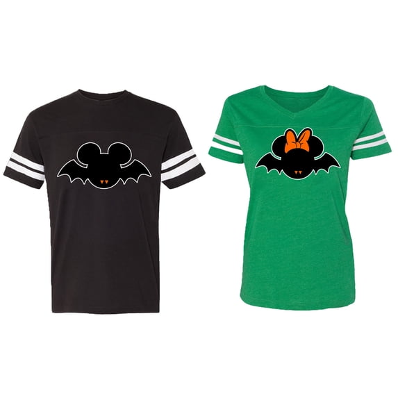 Matching Couple Cotton Jerseys (Men Black / Women Green) (Men XXXL / Women XXL)