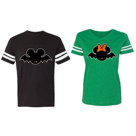 

Matching Couple Cotton Jerseys (Men Black / Women Green) (Men S / Women S)
