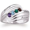 Personalized Sterling Silver Family Name and Birthstone Ring
