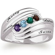 Personalized Sterling Silver Family Name and Birthstone Ring