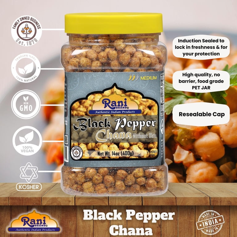 Rani Roasted Chana (Chickpeas) Black Pepper Flavor 14oz (400g) PET