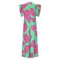 thumbnail image 5 of Njagoc3 Womens V-Neck Ruffled Bold Floral Maxi Dress for Summer Vacations & Garden Parties, 5 of 5