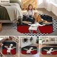 thumbnail image 6 of Abstract Round Living Room Rugs 3.3 ft, Cartoon Style Chef Bread White Black Checkered Border Washable Area Rug with Non-Slip Sturdy Edge Binding Round Front Door Mat Floor Carpet for Entryway, 6 of 9