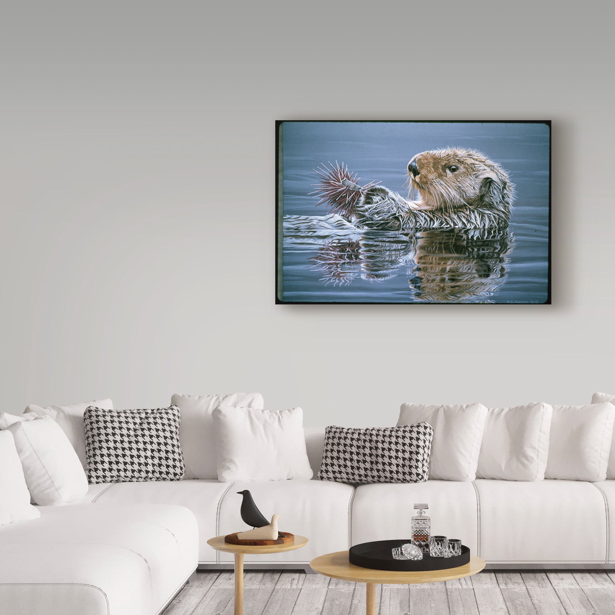 Trademark Fine Art 'Sea Otter With Urchin' Canvas Art by Ron Parker