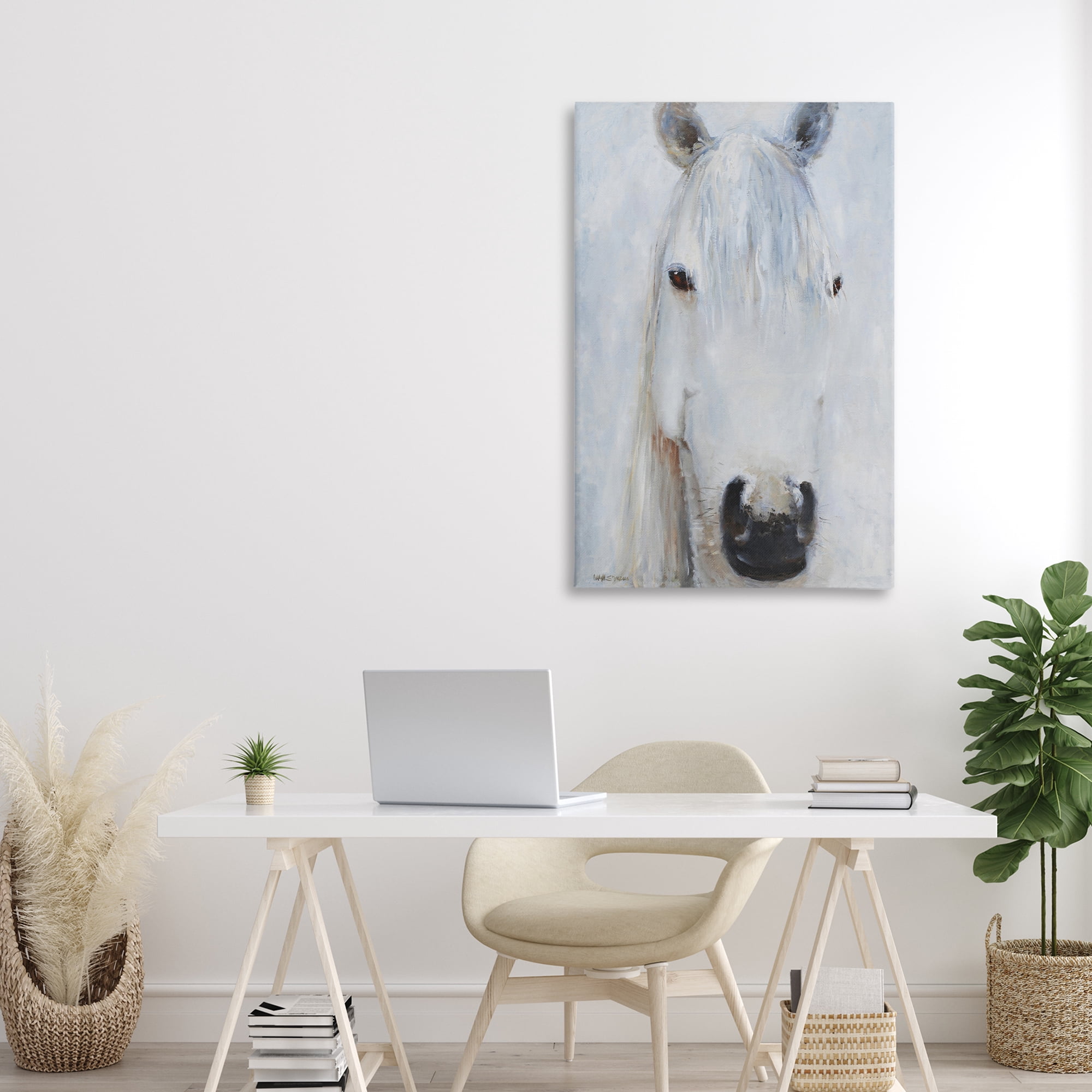 Stupell Industries Pure White Horse Portrait Canvas Wall Art, design by Jadei Graphics