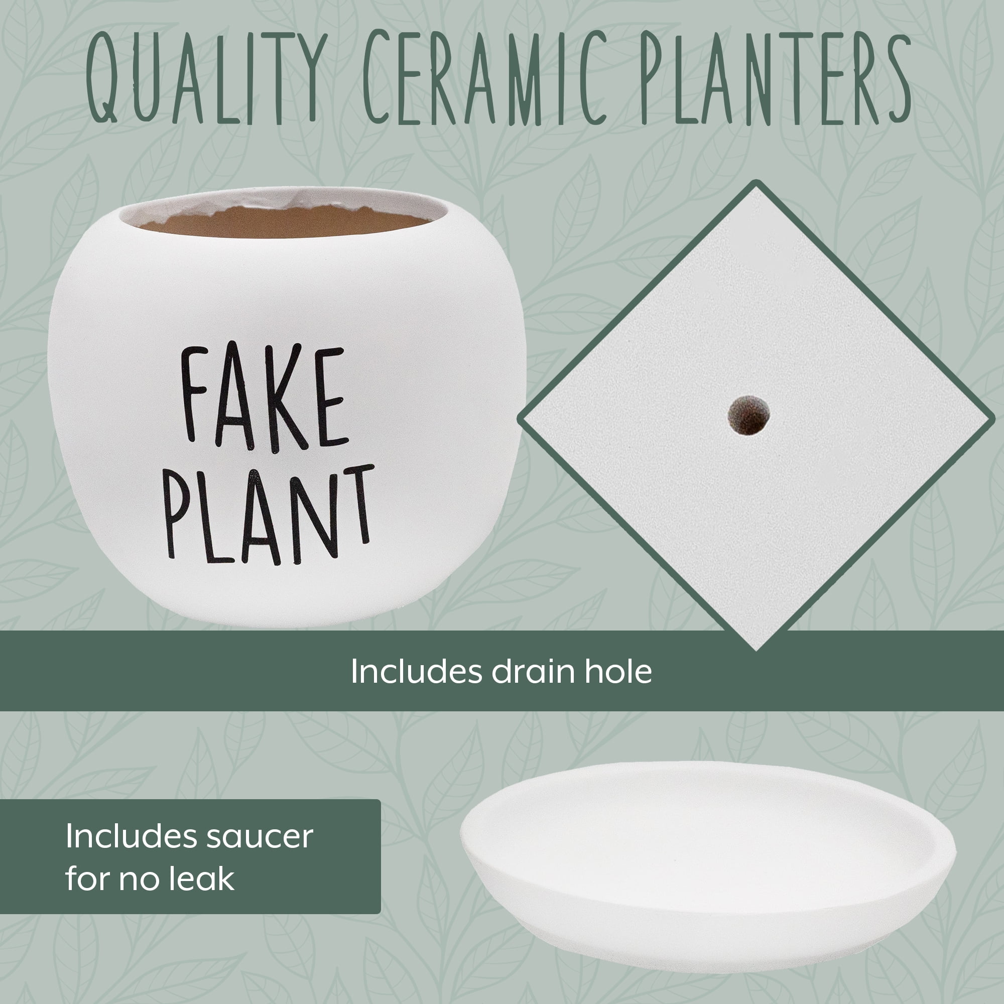 Esterno Fake Plant Planter Pot; Small Resin Decorative Container for Indoor/Outdoor Container Gardening