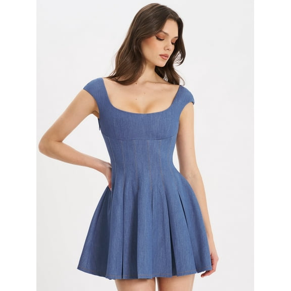 Women's Sada Pleated Denim Mini Dress