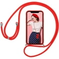 thumbnail image 2 of Crossbody Case for iPhone 7 Plus/iPhone 8 Plus with Camera Cover, Silicone Card Holder Phone Cover with Adjustable Necklace Strap Cord Lanyard Shockproof Protective Case - Red, 2 of 15