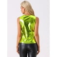 thumbnail image 4 of DARING DIVA Women's Sleeveless U Neck Sparkly Metallic Tank Top XS Mustard Green, 4 of 6