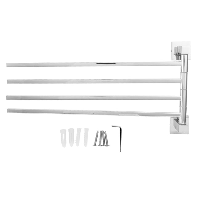 Toallero de acero inoxidable con barra giratoria de 180° para baño, 4 barras