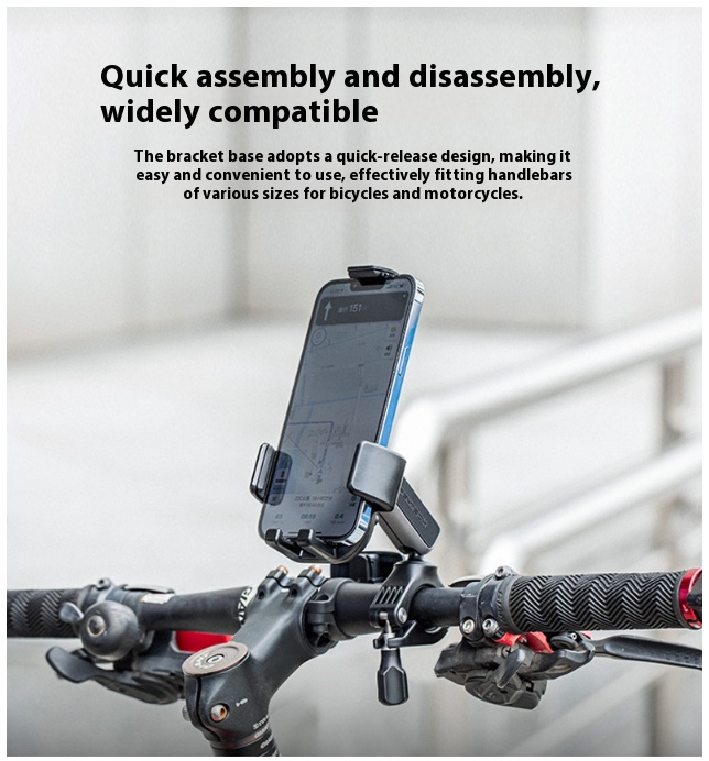 Bike Phone Mount with Handlebar Clamp - Bigcan Motorcycle Rearview Mirror Phone Holder for 130–175mm Smartphones, 360° Adjustable, Quick Release, Anti-Vibration, for Outdoor Cycling & Riding