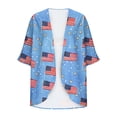 thumbnail image 6 of HOMBOM 3/4 Sleeve Kimonos for Women Dusters Beach Cardigan Lightweight 4th of July Daily Wear Ladies Cover Ups Open Front, 6 of 6