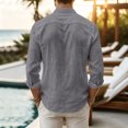 thumbnail image 5 of Mfakffe Men Linen Shirt Button Down Long Sleeve Beach Band Collar Casual Summer Shirts, 5 of 5