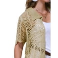 thumbnail image 5 of INSPIRE CHIC Women's Swimsuit Cover Up Button Down Short Sleeve Crochet Coverups S Khaki, 5 of 6